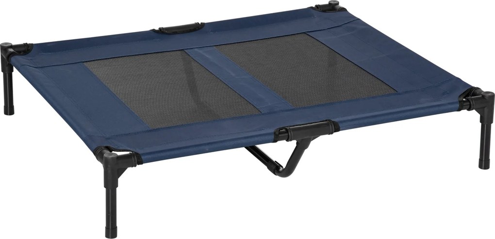 PawHut Emelt Ágy Kutyáknak és Macskáknak - Kényelmes Oxford Textilene Anyagból Készült Emelt Ágy, Mikro-perforált Fém, 92L x 76W x 18H cm, Kék | Aosom