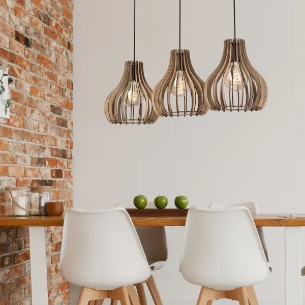 Csillár zsinóron TUCCI 3xE27/15W/230V tölgy/fekete