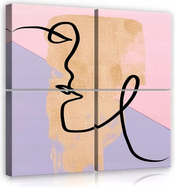 Vászonkép 50x50 Absztrakt arc vonal minimalizmus arany pasztell színek