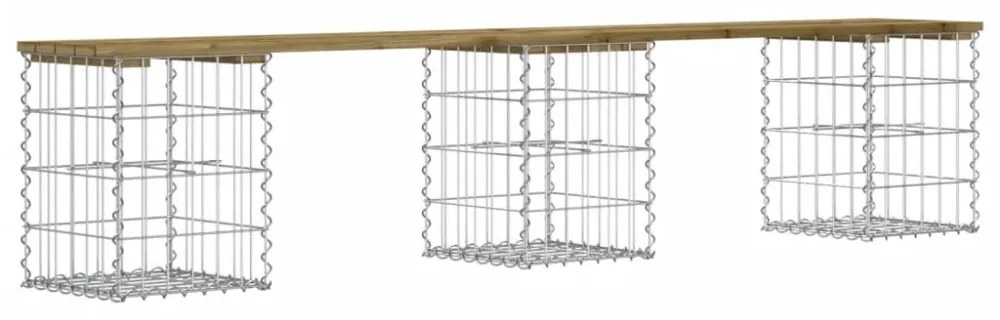 impregnált fenyőfa gabion kerti pad 203 x 31 x 42 cm