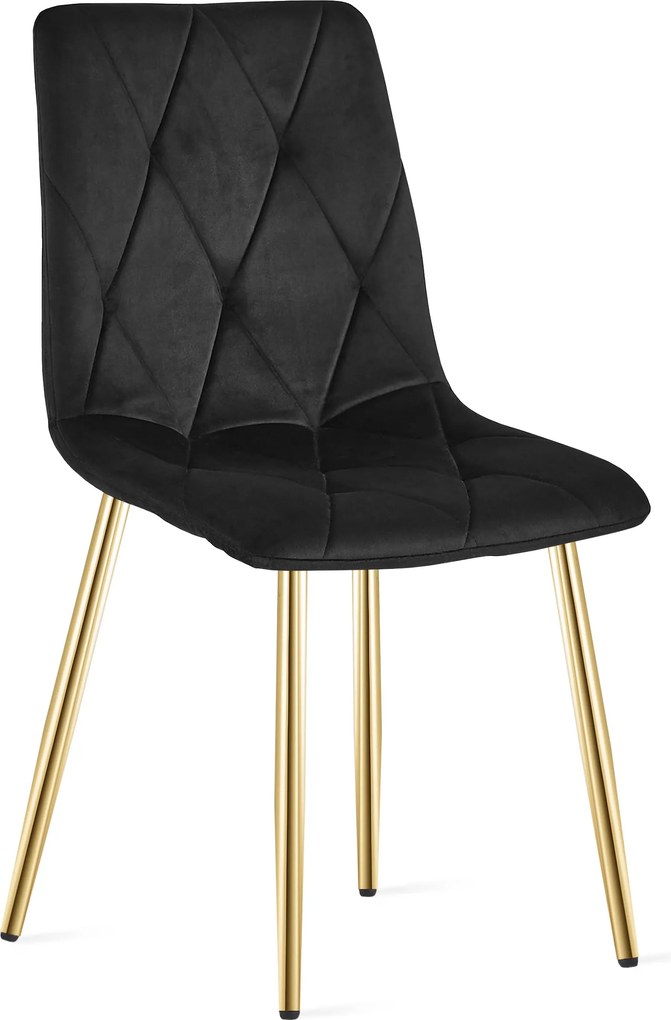 Fekete bársony étkezőszék LIBRA arany lábakkal