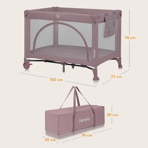 Lionelo - Utazóágy LAURA rózsaszín-nude