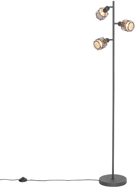 Design állólámpa fekete arannyal 3-lámpás - Noud
