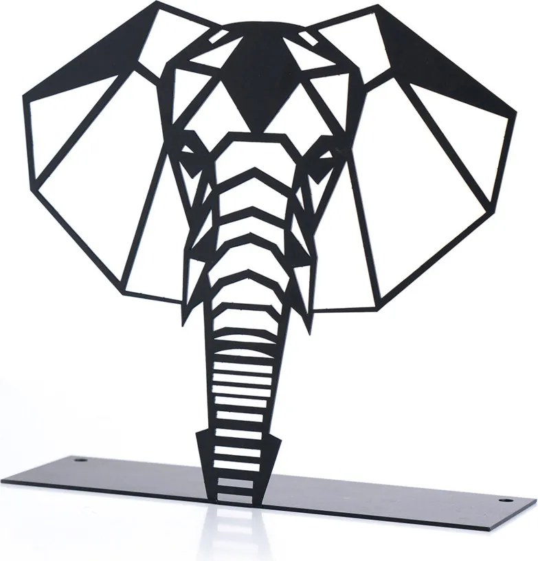 Elephant fém dísztárgy, fekete, 21×21 cm
