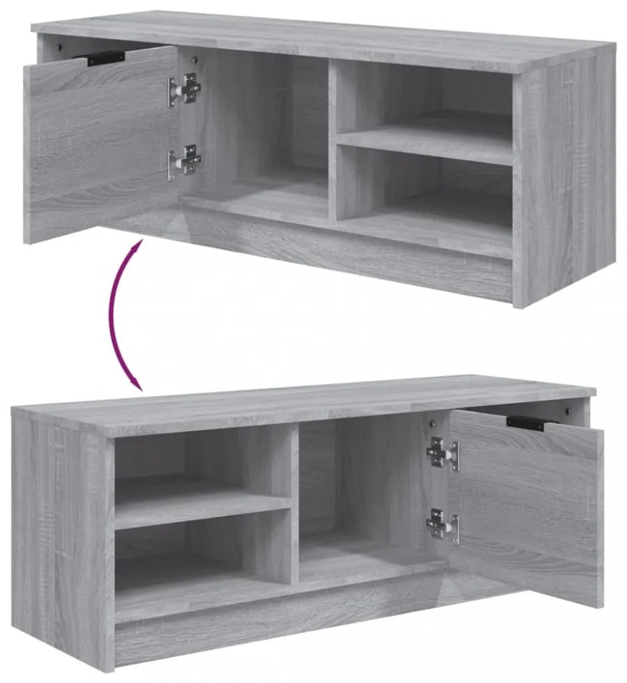 szürke sonoma színű szerelt fa TV-szekrény 102 x 35,5 x 36,5 cm