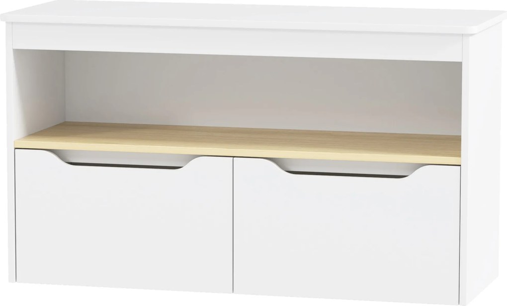 AIYAPLAY Gyerek Játékpolc Könyvespolc 2 Fiókkal és Rekesszel 80x30x45 cm Fehér | Aosom