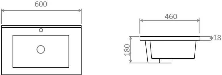 AREZZO design Medford 60x46 beépíthető mosdó