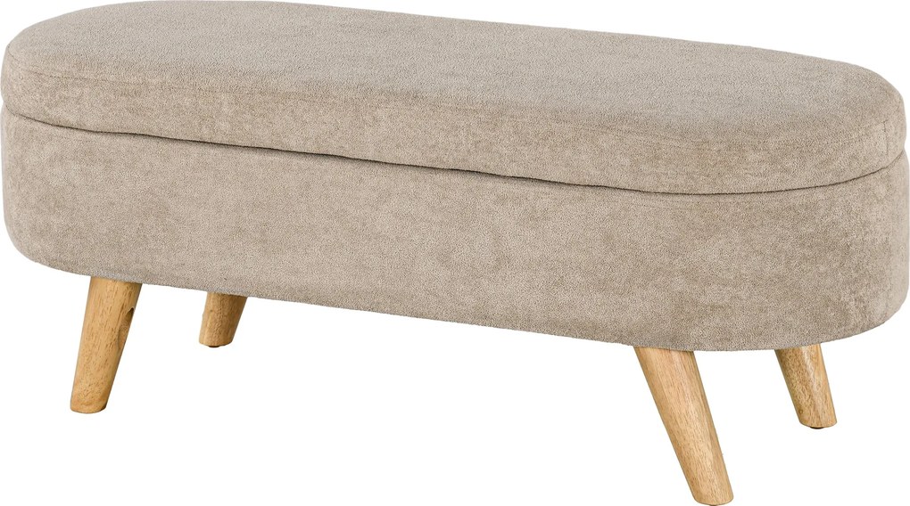 HOMCOM Ágy Végére Való Pad Fa Lábakkal és Párnázott Üléssel 120 kg Teherbírású Ovális Tároló Puff | Aosom