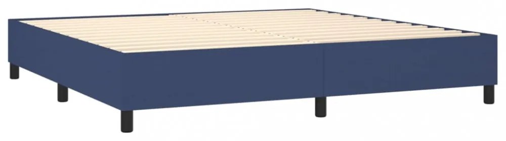 kék szövet rugós és LED-es ágy matraccal 200 x 200 cm