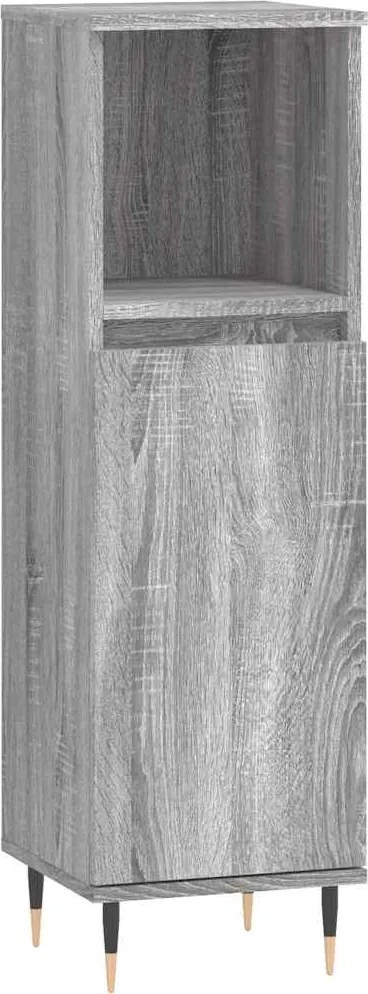 vidaXL szürke sonoma színű szerelt fa fürdőszobaszekrény 30x30x100 cm