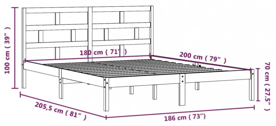 tömör fa ágykeret 180 x 200 cm (Super King)