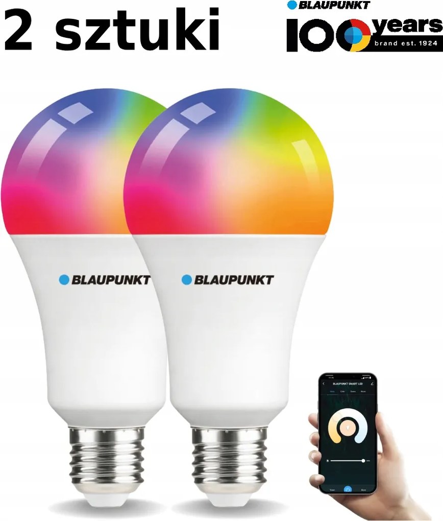 Smart Led izzó Blaupunkt Intelligens E27 9W Rgb WiFi Tuya – 2 db