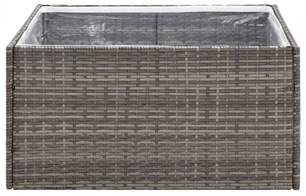 szürke polyrattan kerti ültetőláda 80 x 80 x 40 cm