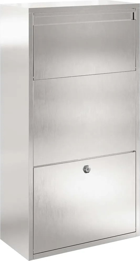 vidaXL Csomagzáró doboz zárral Ezüst 44 x 22 x 82 cm Rozsdamentes acél