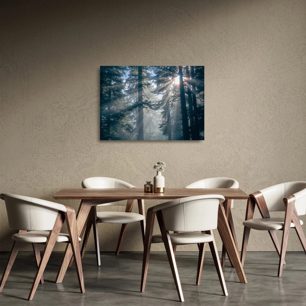 Fák képe a ragyogó nappal (üvegen) (70x50 cm)