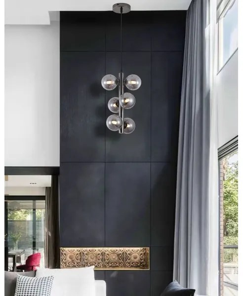 Wofi 6014-605W - LED Csillár zsinóron VILLA 6xG9/3W/230V fekete