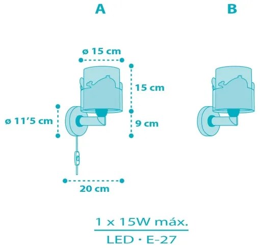 Dalber 61179T - Gyerek fali lámpa WHALE DREAMS 1xE27/15W/230V kék