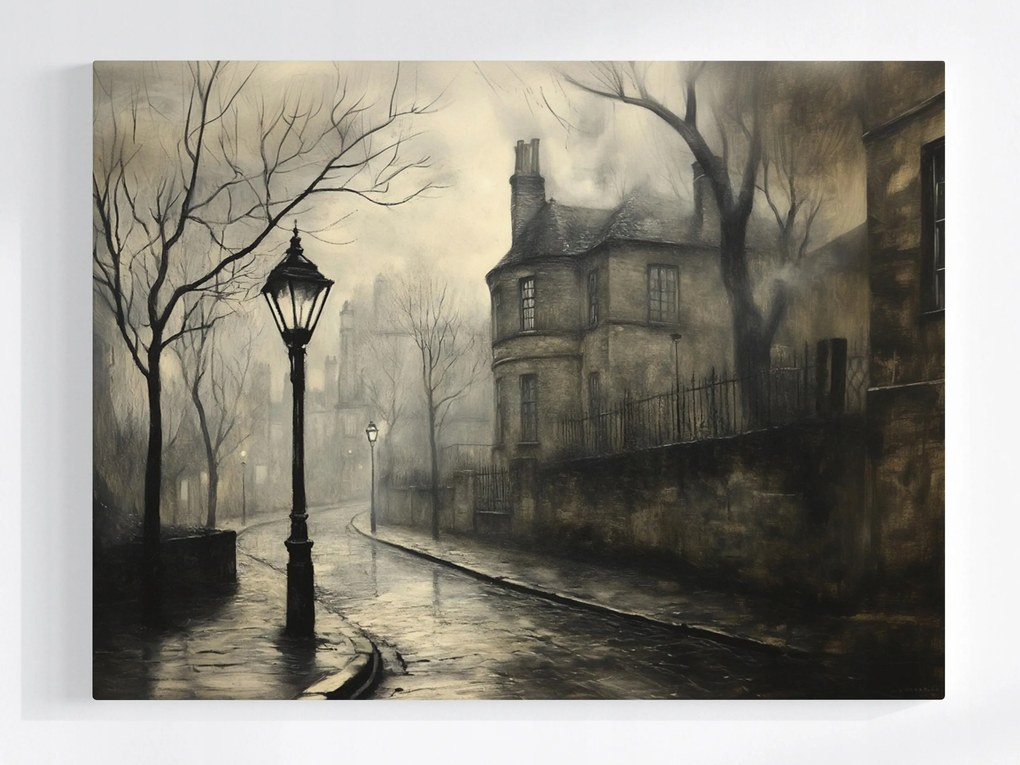 Poszter Ködös London Viktoriánus Utca Lámpák 80x60