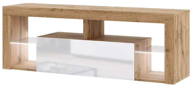 TV állvány wotan tölgy/fényes fehér színben. EVEREST 140 LE