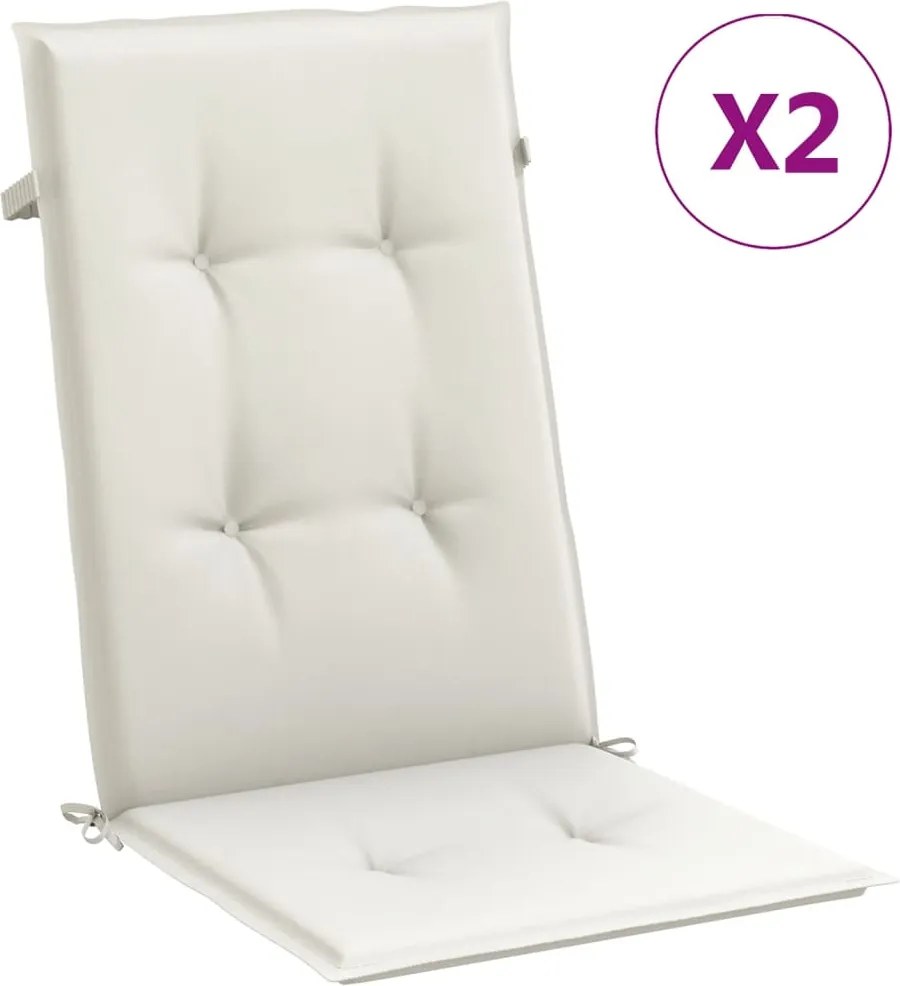 vidaXL 2 db krémszínű szövet magas háttámlájú székpárna 120x50x4 cm