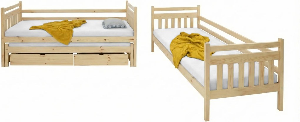 Wilsondo PETRA 5 emeletes ágy pótággyal - natúr borovi Méret: 180x80