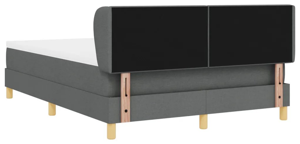 Boxspring Ágy Matraceval - Sötétszürke, 140x200 cm, Szövet