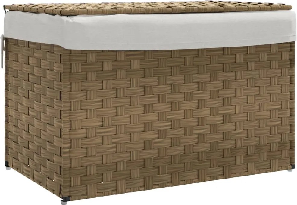 vidaXL polyrattan szennyeskosár fedéllel 55,5 x 35 x 34 cm