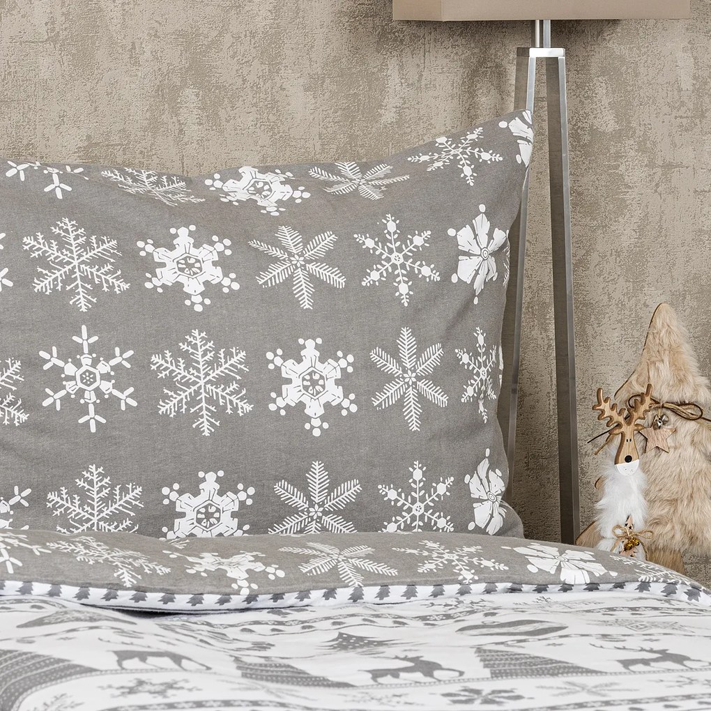 4Home Christmas Time flanel ágyneműhuzat, szürke, 140 x 200 cm, 70 x 90 cm