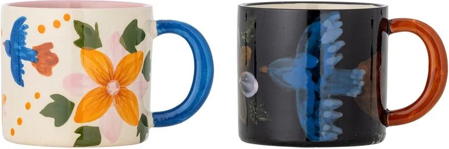 Fekete-bézs kerámia bögre szett 2 db-os 300 ml Maricala – Bloomingville