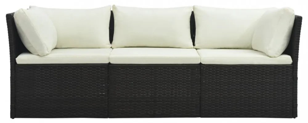 4 részes barna polyrattan kerti bútorszett párnával