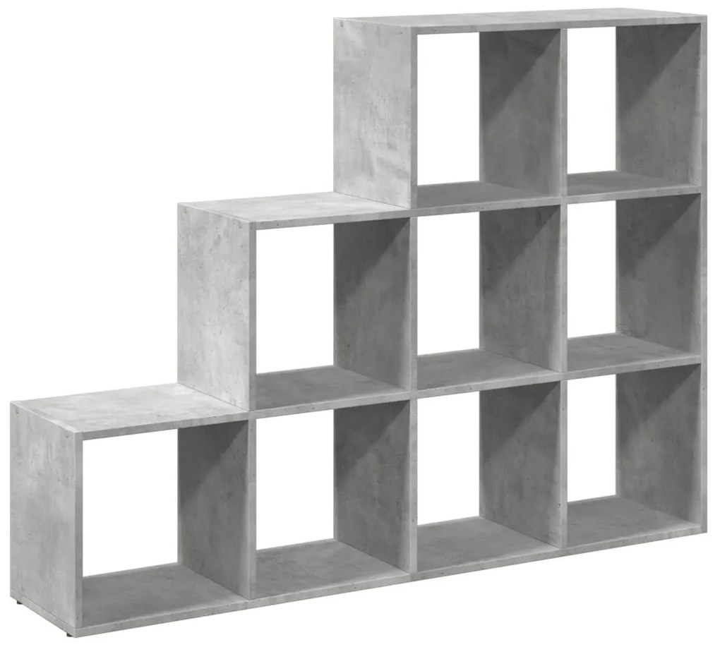 3 szintes betonszürke szerelt fa könyvespolc 137,5x29x103,5 cm