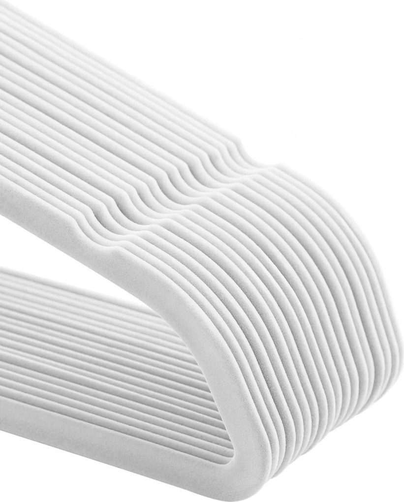 Bársony vállfa, csúszásmentes ruhaakasztó 50 darab, fehér