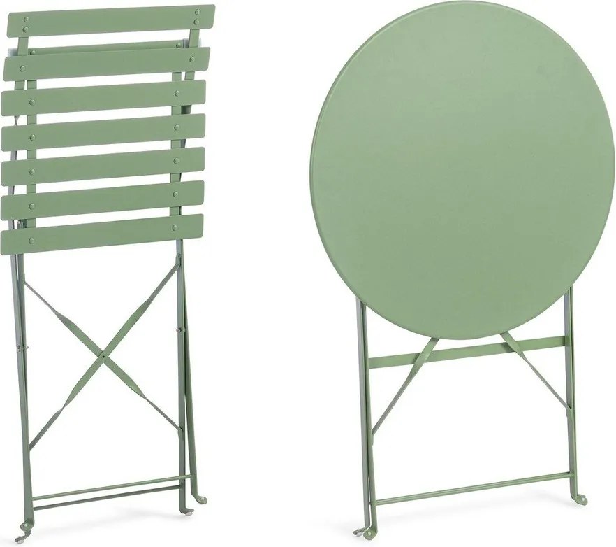 Zsályaszínű acél kétszemélyes kerti étkezőgarnitúra Austin – Bizzotto