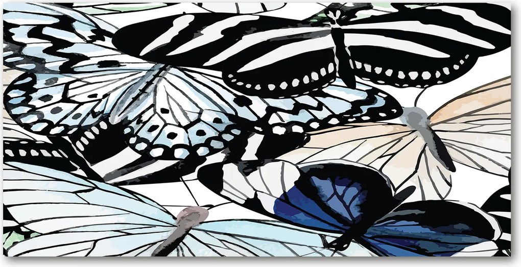 Fotótapéta üvegfalra Pillangók és virágok 140x70