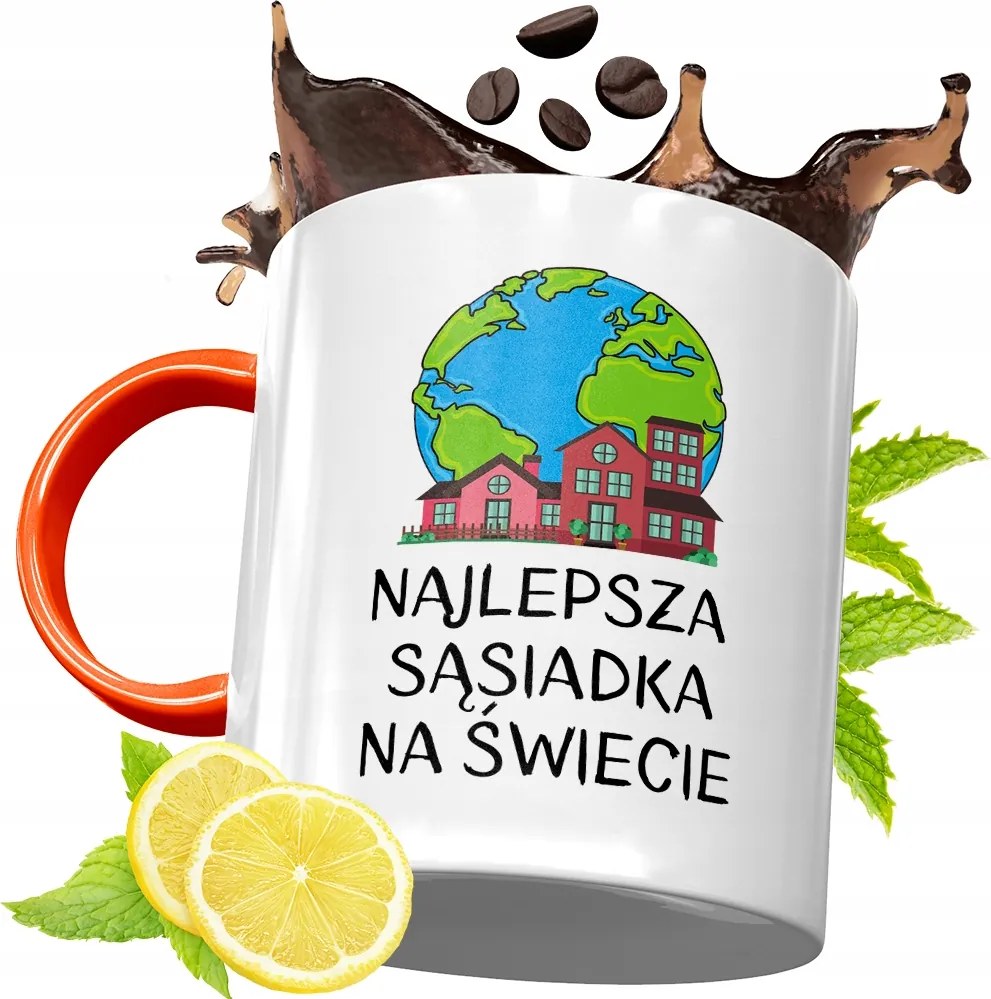 Narancssárga Bögre Szomszédnak Ajándék fényképes nyomattal