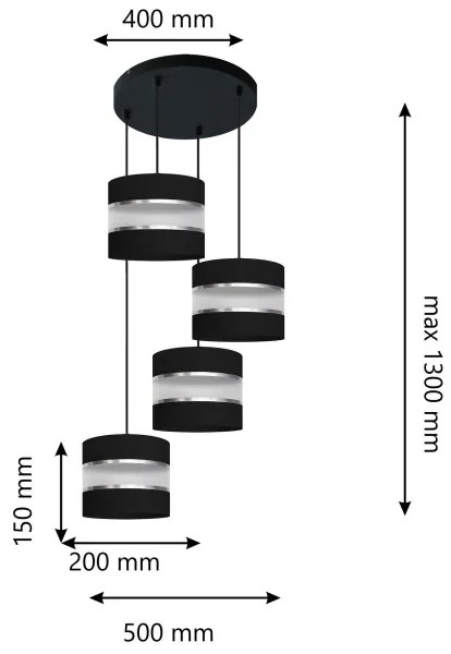 Csillár zsinóron HELEN 4xE27/15W/230V fekete
