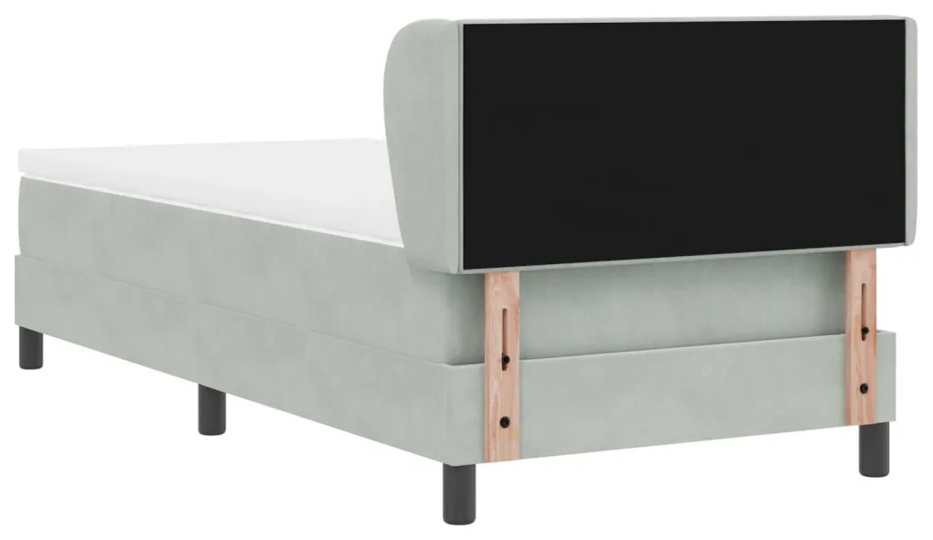 Boxspring Ágy Matraccal Világosszürke 90x200 cm - Bársonyos