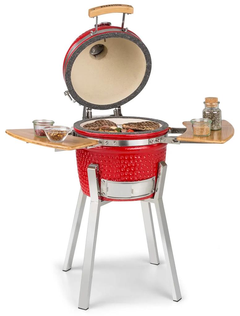 Princesize Pro, kamado grill, 13 "(33 cm), hőmérő, oldalelemek, piros