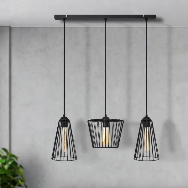 Csillár zsinóron TORRI 3xE27/15W/230V fekete