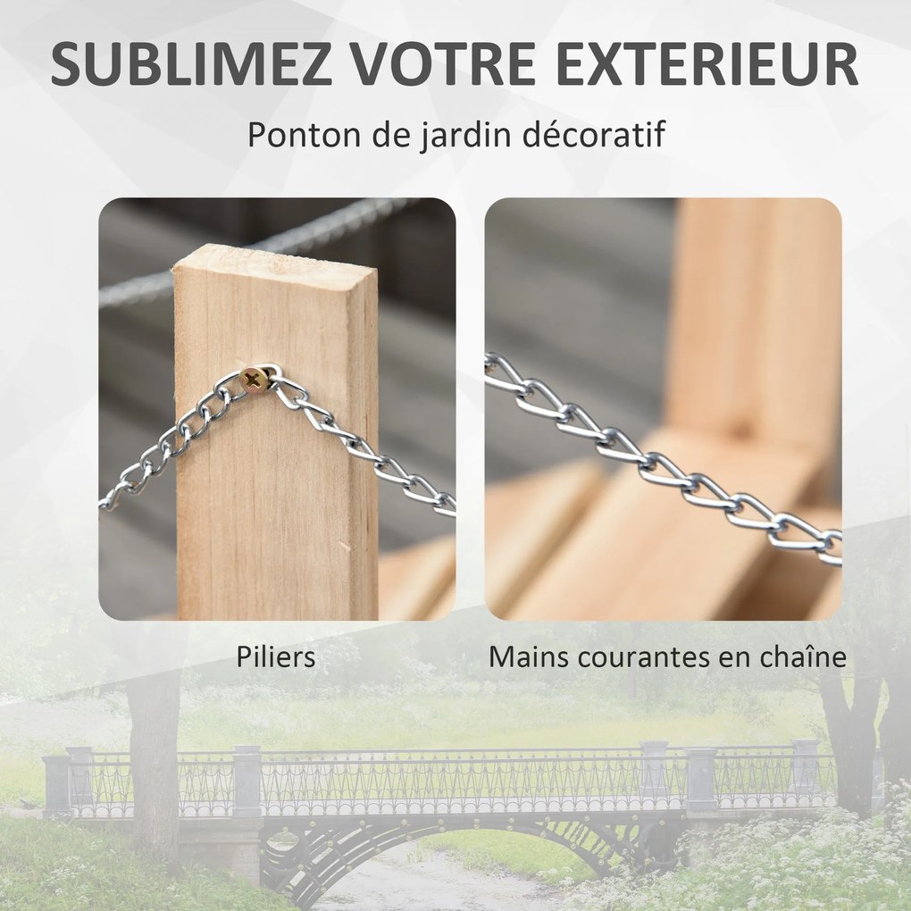 Outsunny Kerti Fa Híd - Tó Híd - Fa Híd - Kerti Dekoráció - Méretek 100L x 32W x 48H cm - Fenyőfa | Aosom