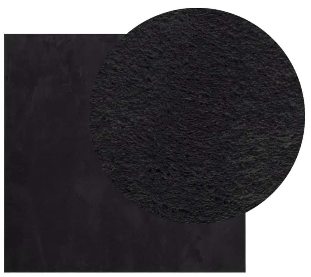 HUARTE fekete rövid szálú puha és mosható szőnyeg 240 x 240 cm
