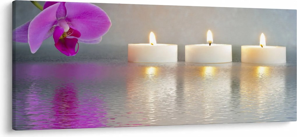 Gyertyák a vízen képe (120x50 cm)