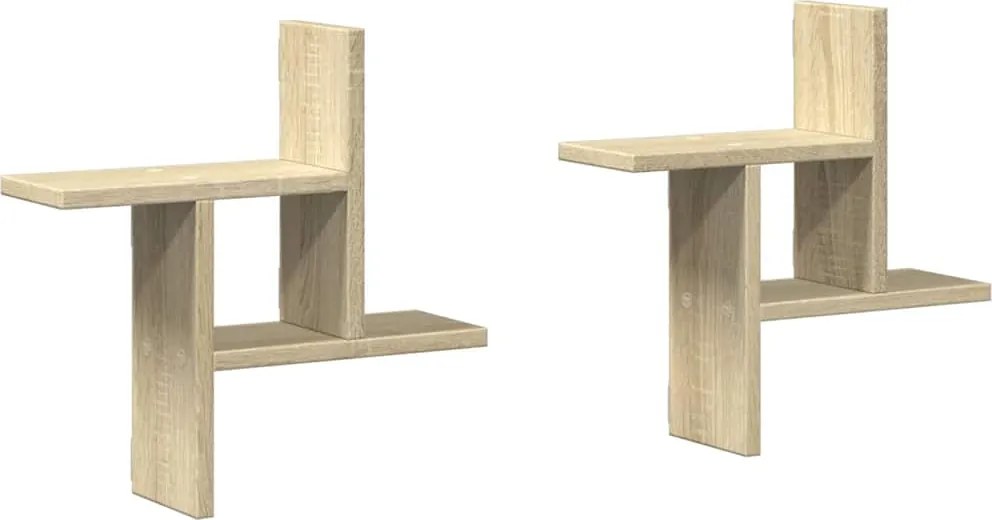 vidaXL 2 db sonoma tölgy színű szerelt fa fali polc 38 x 12 x 38 cm