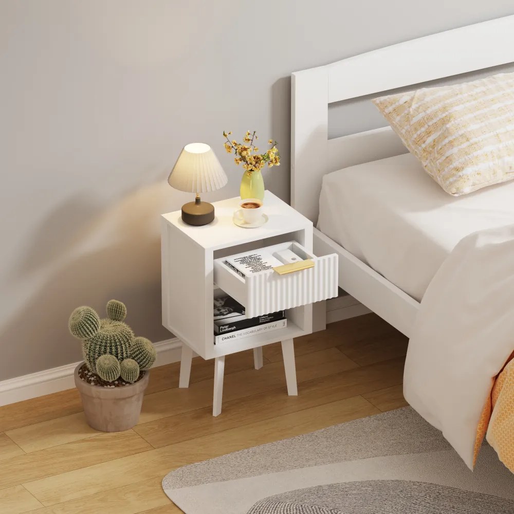 Éjjeliszekrény, fehér, TOBI