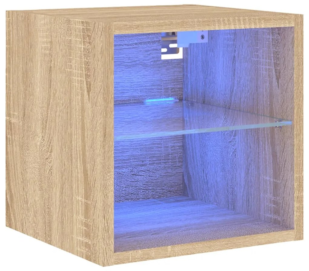 sonoma tölgy színű fali TV-szekrény LED-ekkel 30 x 28,5 x 30 cm
