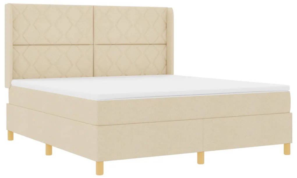 Boxspring Ágy Mattal és LED Fényekkel Krém 180x200 cm Textil
