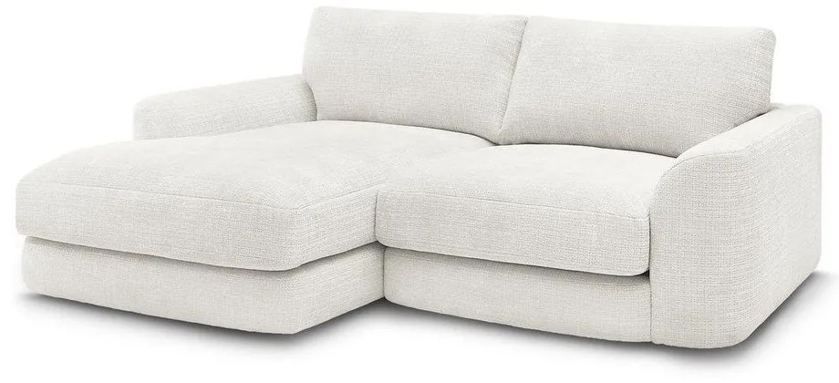 Fehér zsenília sarokkanapé (bal oldali-heverő résszel) Leonore – Bobochic Paris