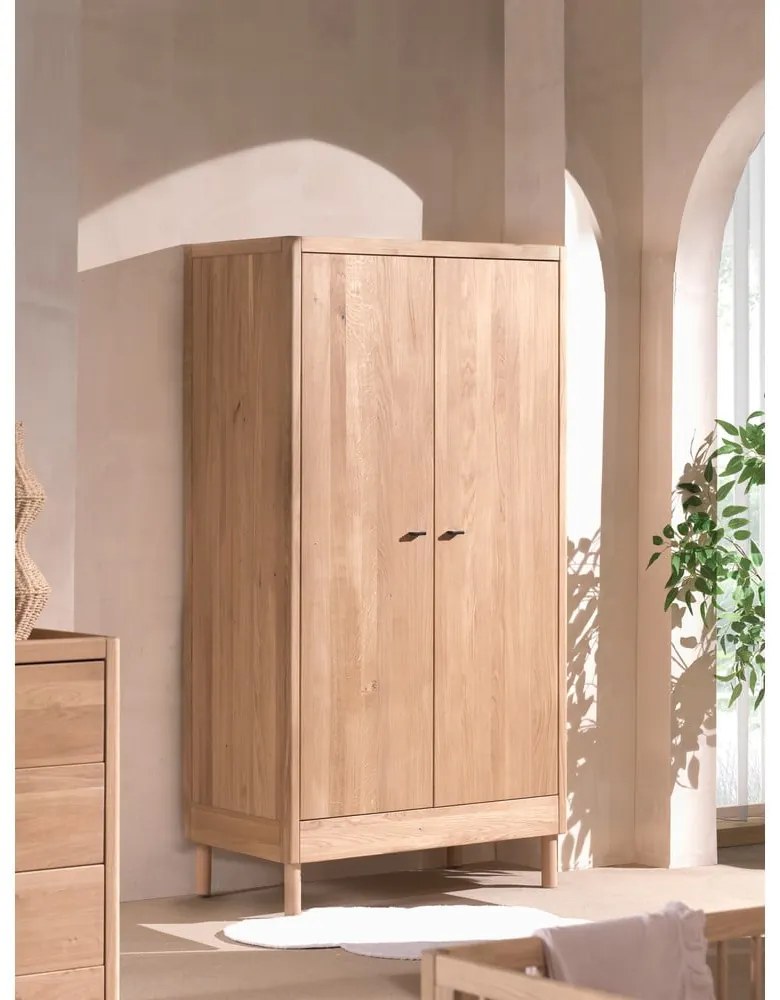 Natúr színű tölgyfa gyerek ruhásszekrény 100x190x55 cm Forrest – Vipack