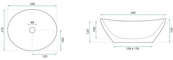 REA-U8014 - SOFIA MINI ráültethető mosdó 27x34 cm kerámia/márvány dekor