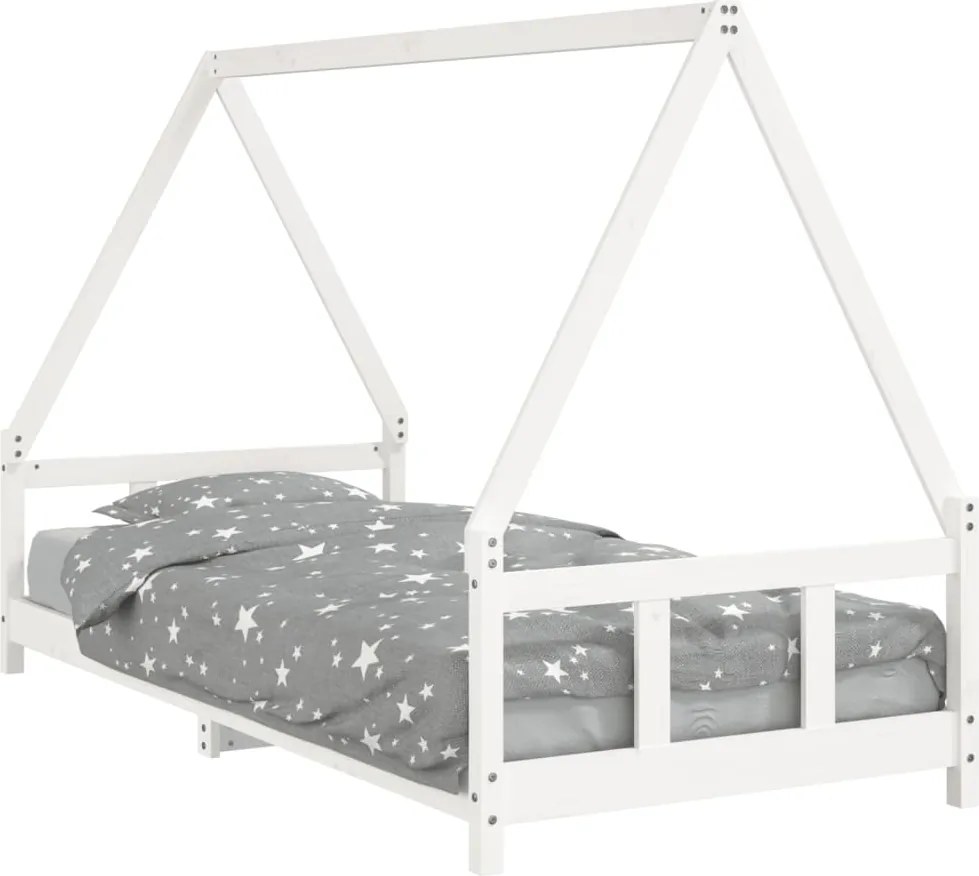vidaXL fehér tömör fenyőfa gyerekágykeret 90 x 200 cm